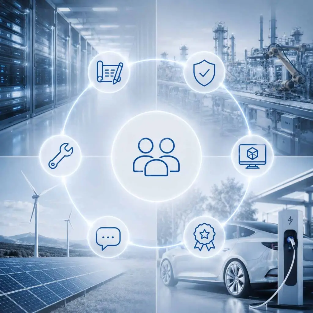 Branchen: Datacenter, Industrie, Erneuerbare Energien, E-Mobility